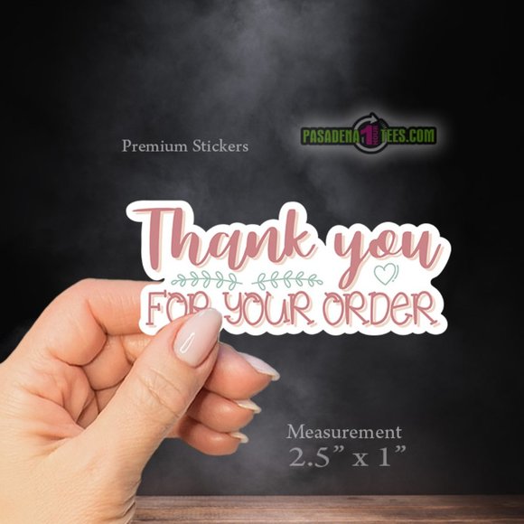 "Thank You for Your Order" Business Beige Floral Stickers 2.5" x 1.5" Qty 28 - Picture 1 of 2